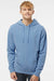 Independent Trading Company PRM4500 Mens Pigment Dyed Hooded Sweatshirt Hoodie w/ Pouch Pocket Light Blue Model Front