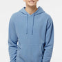 Independent Trading Company Mens Pigment Dyed Hooded Sweatshirt Hoodie w/ Pouch Pocket - Light Blue