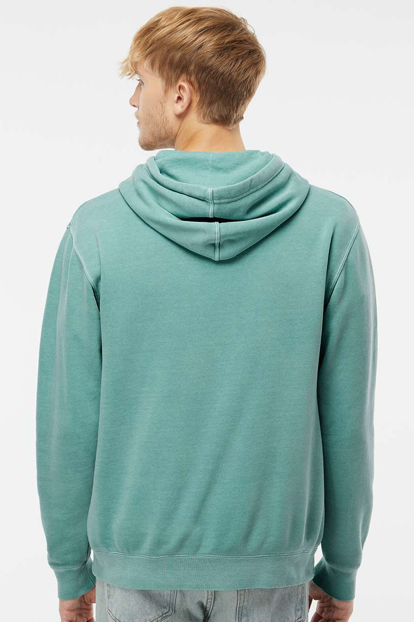 Independent Trading Company PRM4500 Mens Pigment Dyed Hooded Sweatshirt Hoodie w/ Pouch Pocket Mint Green Model Back