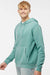 Independent Trading Company PRM4500 Mens Pigment Dyed Hooded Sweatshirt Hoodie w/ Pouch Pocket Mint Green Model Side