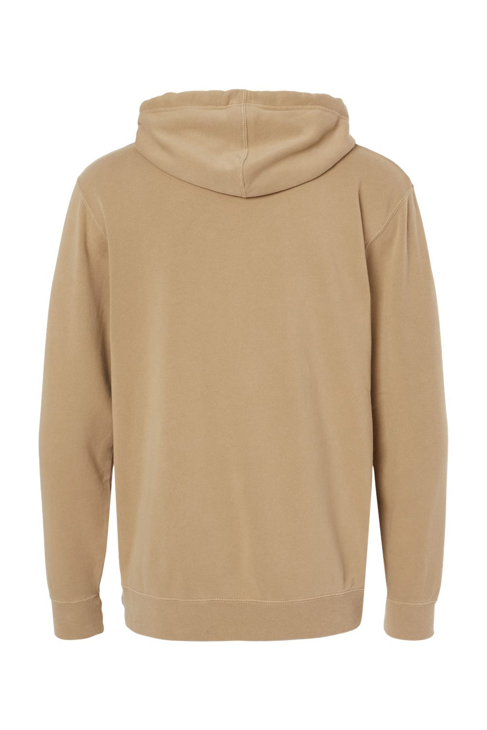 Independent Trading Company PRM4500 Mens Pigment Dyed Hooded Sweatshirt Hoodie w/ Pouch Pocket Sandstone Brown Flat Back