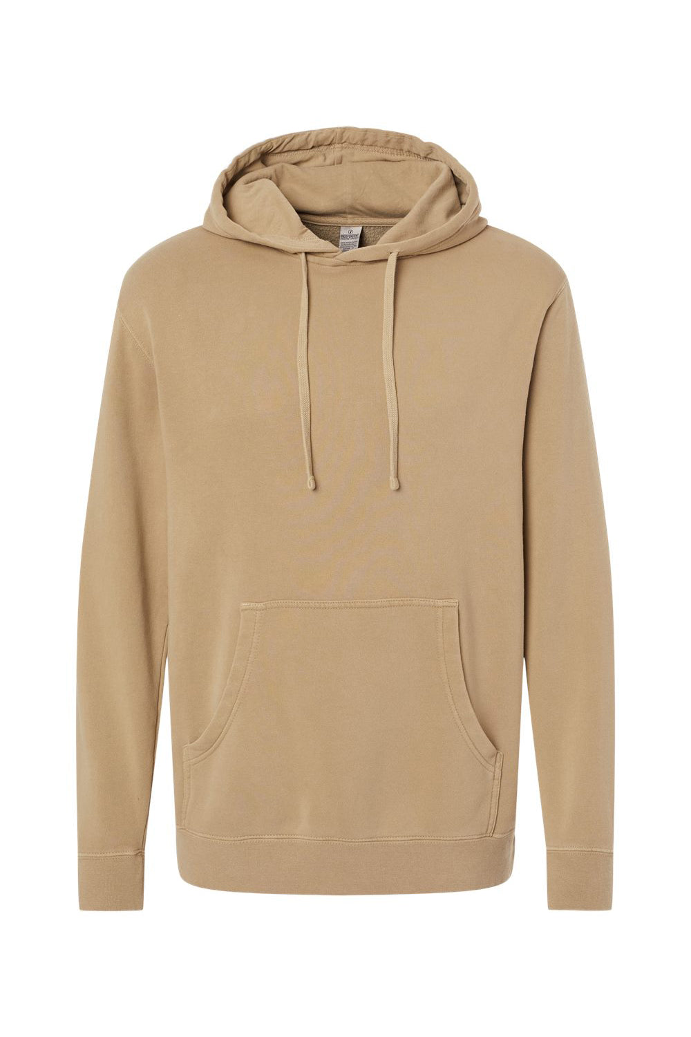 Independent Trading Company PRM4500 Mens Pigment Dyed Hooded Sweatshirt Hoodie w/ Pouch Pocket Sandstone Brown Flat Front