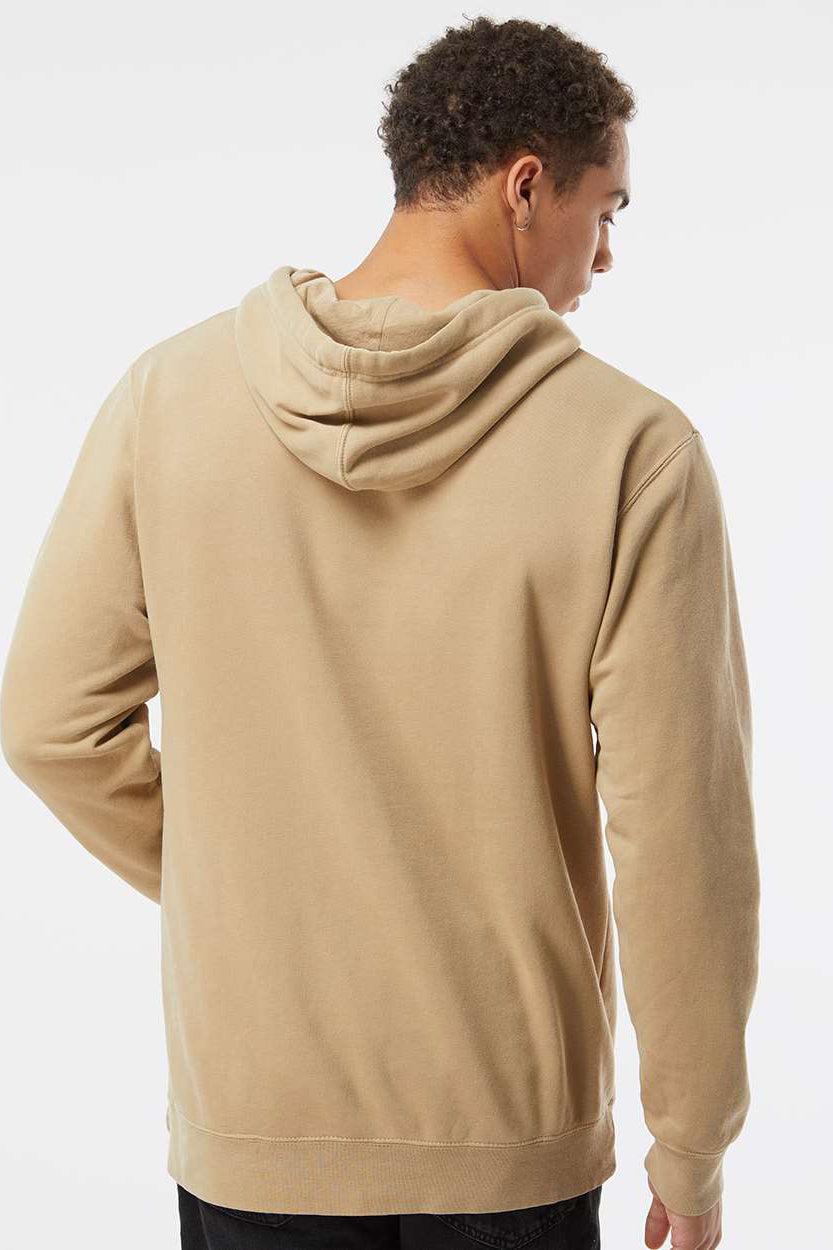 Independent Trading Company PRM4500 Mens Pigment Dyed Hooded Sweatshirt Hoodie w/ Pouch Pocket Sandstone Brown Model Back