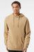 Independent Trading Company PRM4500 Mens Pigment Dyed Hooded Sweatshirt Hoodie w/ Pouch Pocket Sandstone Brown Model Front