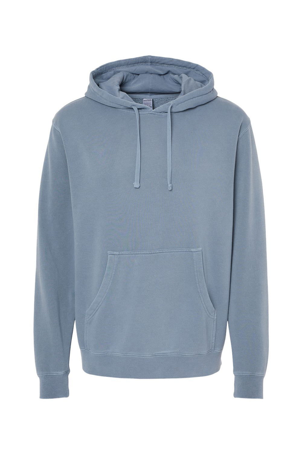 Independent Trading Company PRM4500 Mens Pigment Dyed Hooded Sweatshirt Hoodie w/ Pouch Pocket Slate Blue Flat Front