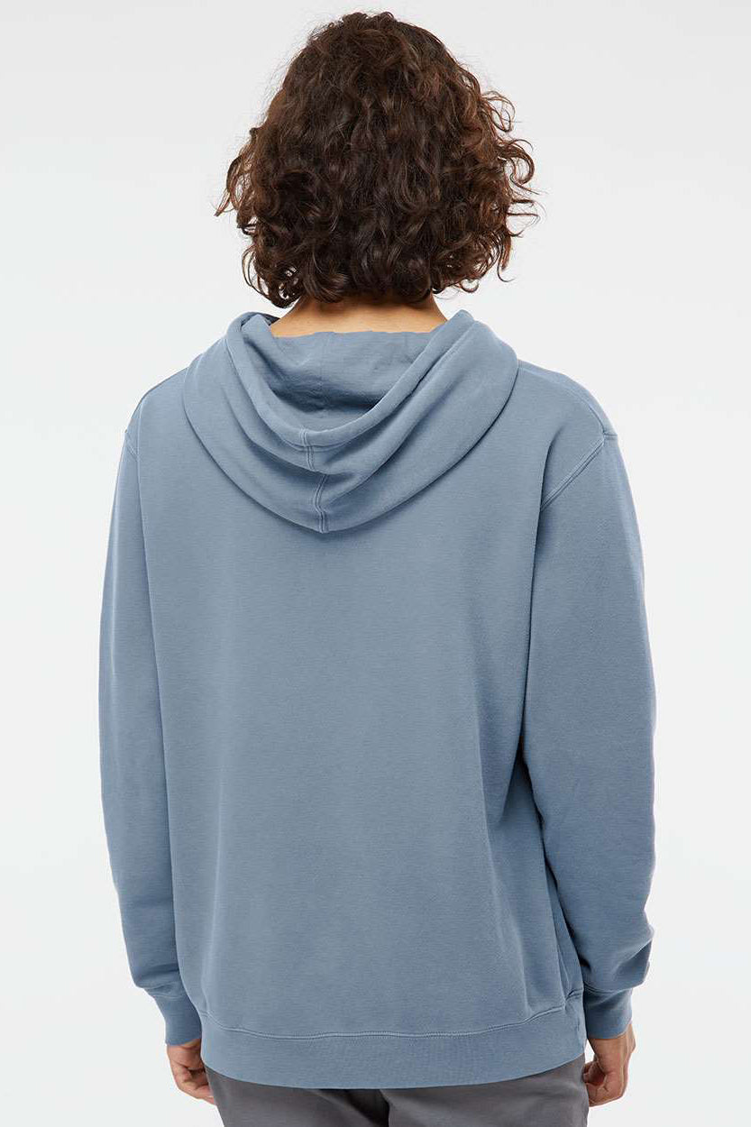Independent Trading Company PRM4500 Mens Pigment Dyed Hooded Sweatshirt Hoodie w/ Pouch Pocket Slate Blue Model Back