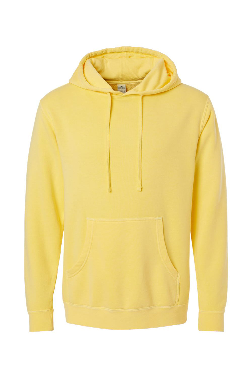 Independent Trading Company PRM4500 Mens Pigment Dyed Hooded Sweatshirt Hoodie w/ Pouch Pocket Yellow Flat Front