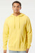 Independent Trading Company PRM4500 Mens Pigment Dyed Hooded Sweatshirt Hoodie w/ Pouch Pocket Yellow Model Front