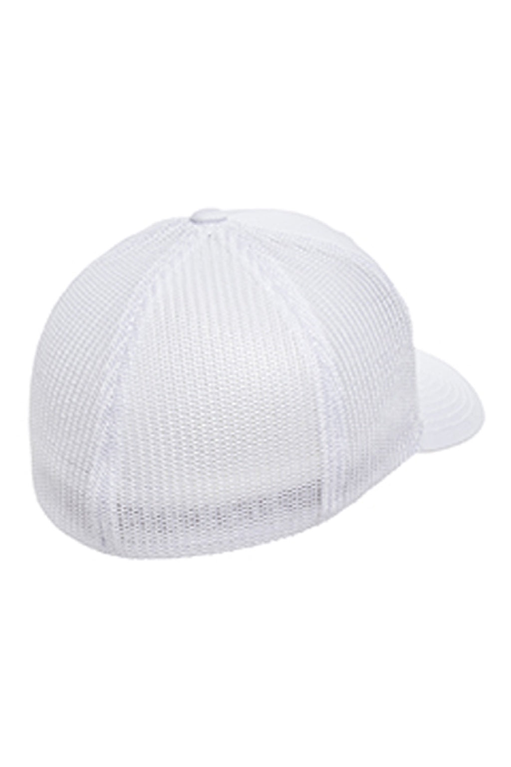 Flexfit Hats 6511 Mens Stretch Fit Trucker Hat White Flat Back