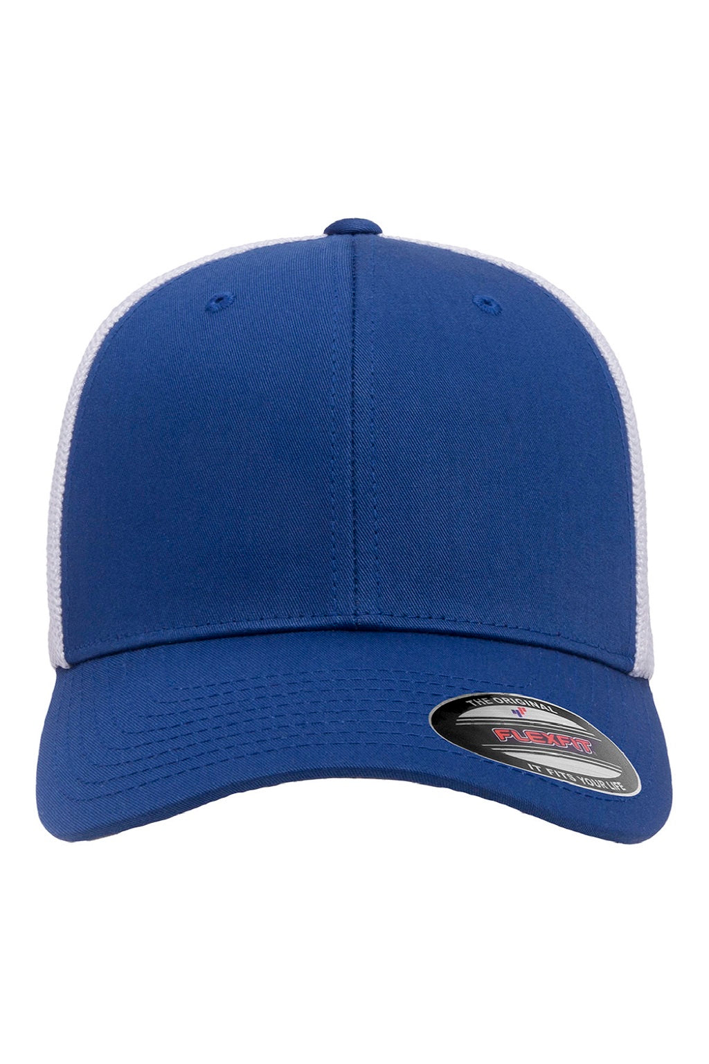 Flexfit Hats 6511 Mens Stretch Fit Trucker Hat Royal Blue/White Flat Front