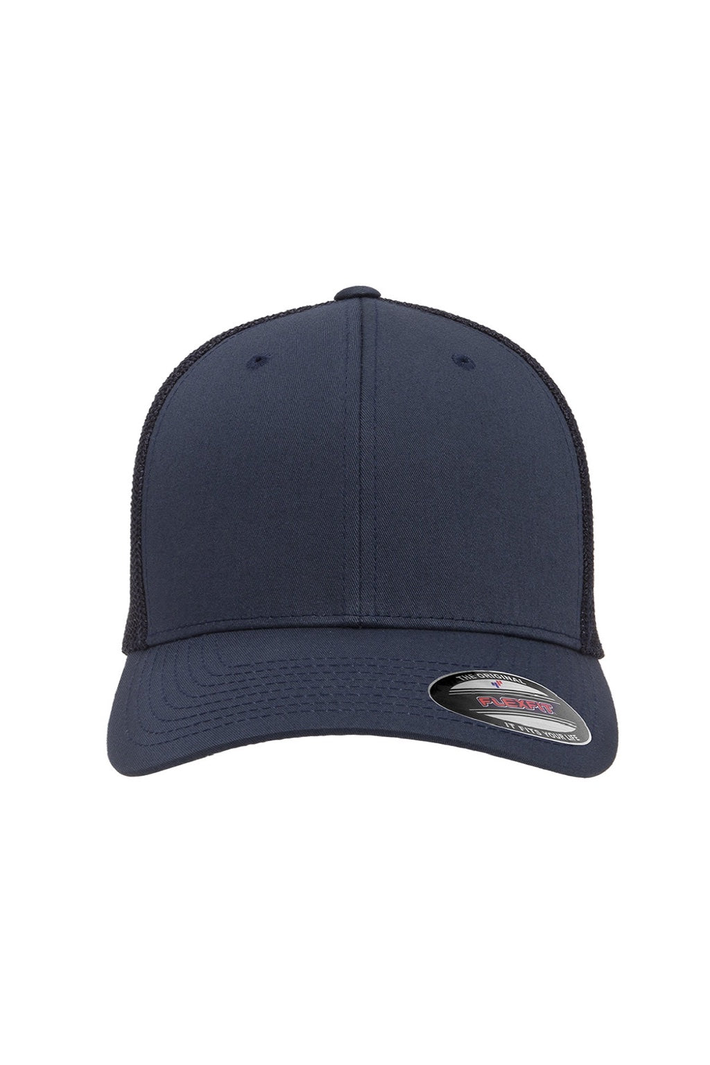 Flexfit Hats 6511 Mens Stretch Fit Trucker Hat Navy Blue Flat Front