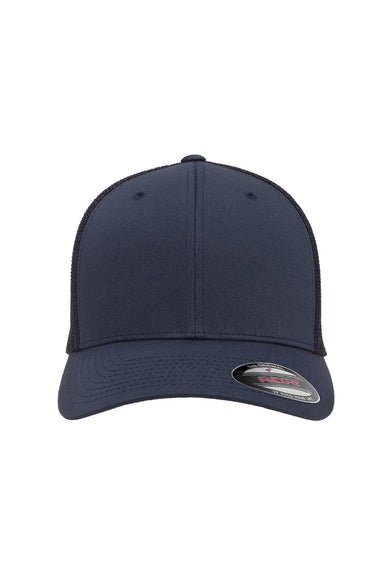 Flexfit Hats 6511 Mens Stretch Fit Trucker Hat Navy Blue Flat Front