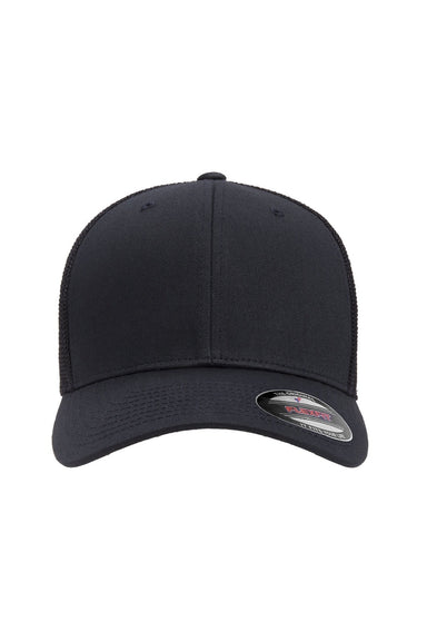 Flexfit Hats 6511 Mens Stretch Fit Trucker Hat Dark Navy Blue Flat Front