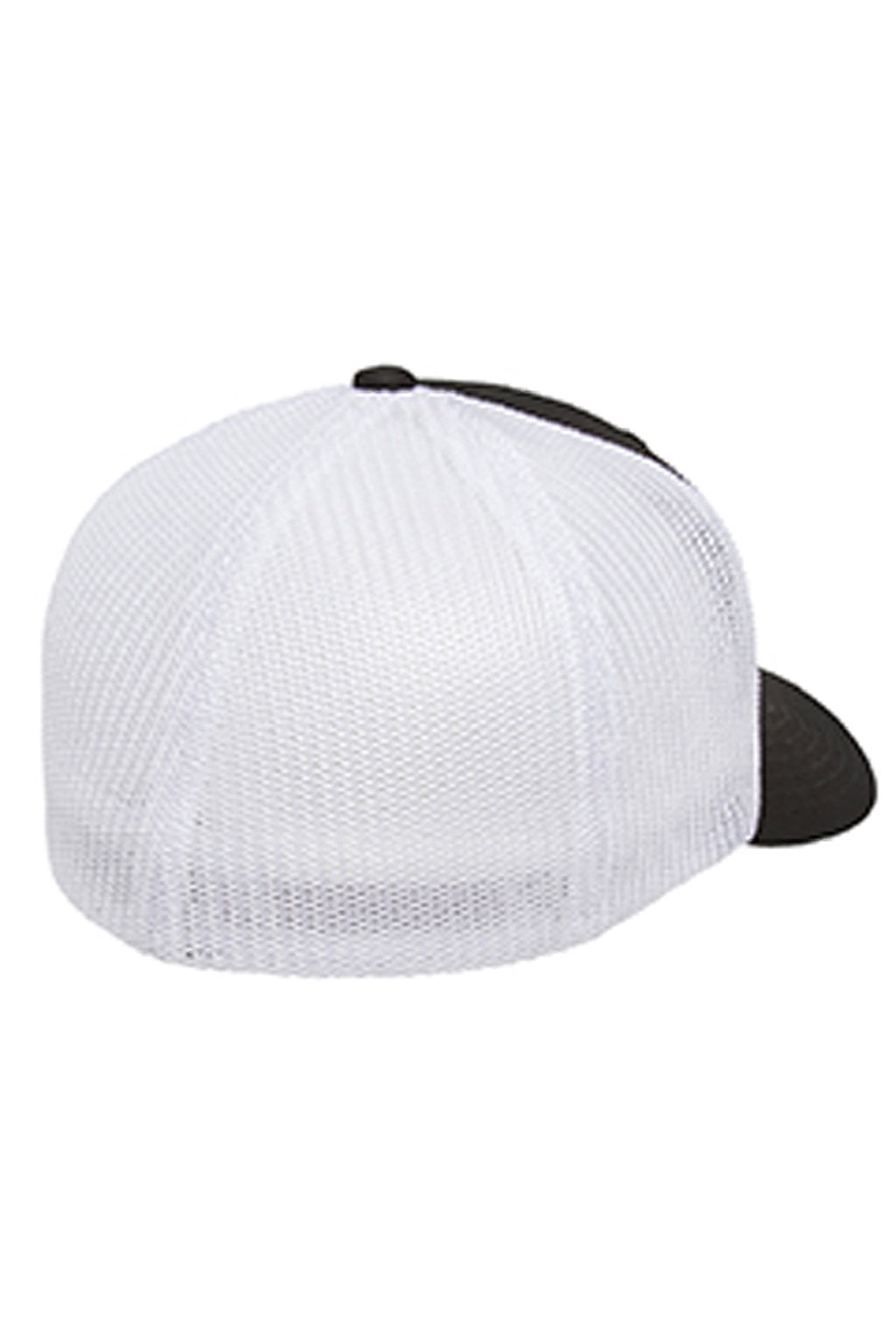 Flexfit Hats 6511 Mens Stretch Fit Trucker Hat Black/White Flat Back
