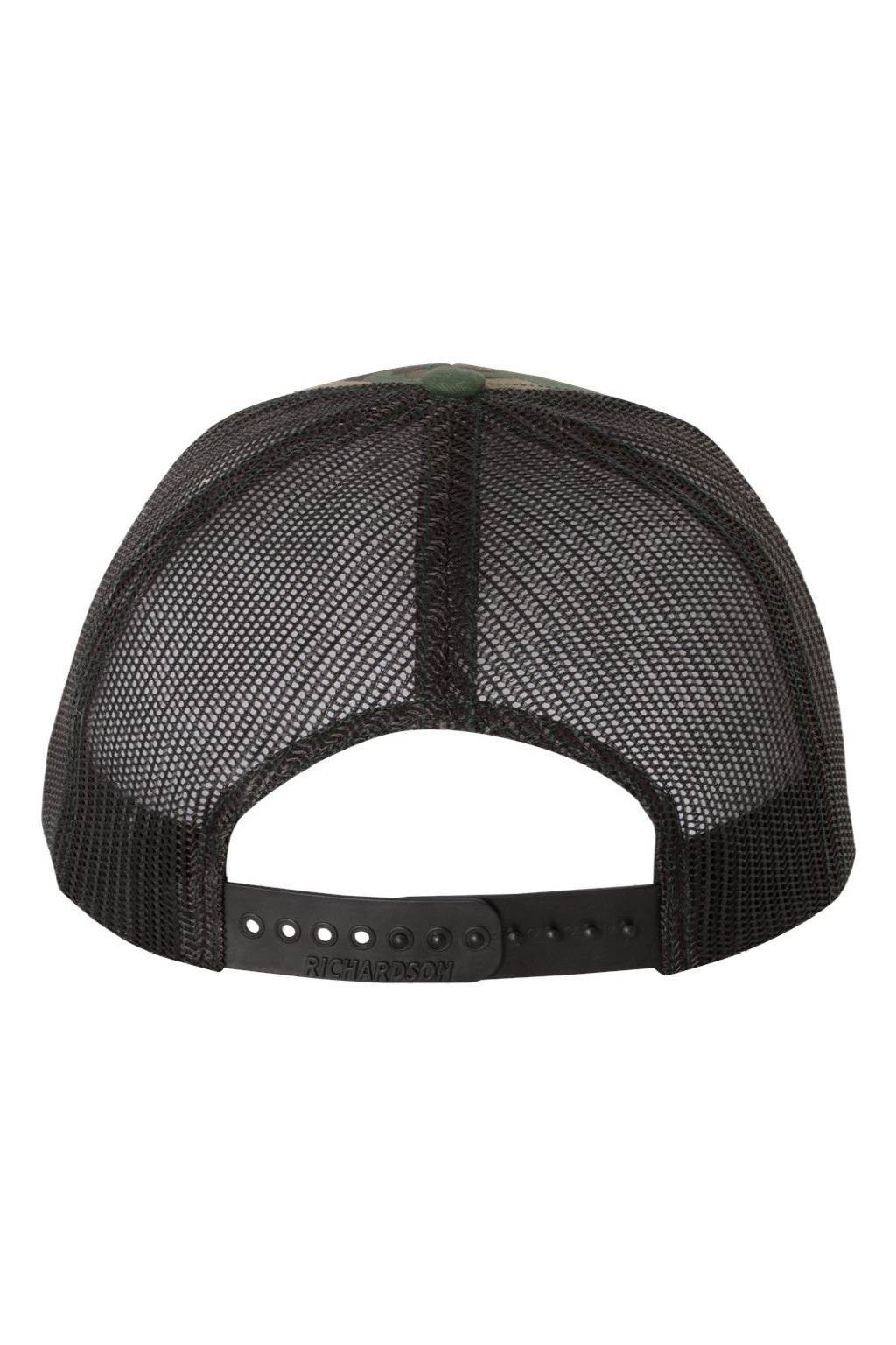 Richardson Hats 112P Mens Printed Snapback Trucker Hat Army Camo/Black Flat Back