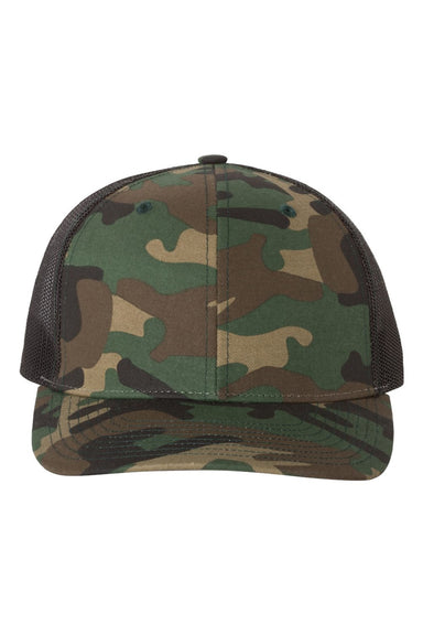 Richardson Hats 112P Mens Printed Snapback Trucker Hat Army Camo/Black Flat Front