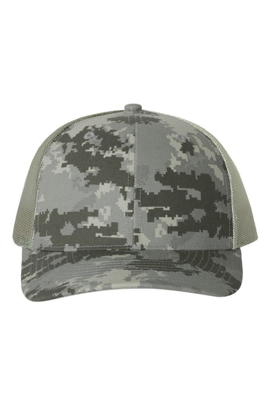 Richardson Hats 112P Mens Printed Snapback Trucker Hat Military Digital Camo/Light Green Flat Front
