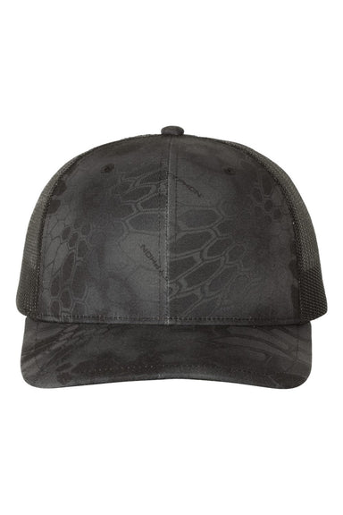 Richardson Hats 112P Mens Printed Snapback Trucker Hat Kryptek Typhon/Black Flat Front