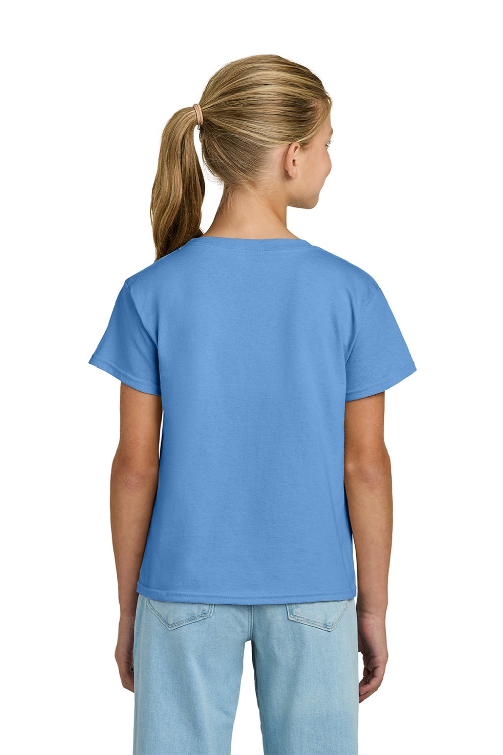 Gildan 3000B Youth Short Sleeve Crewneck T-Shirt Carolina Blue Model Back