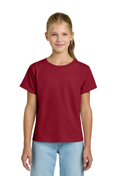 Gildan 3000B Youth Short Sleeve Crewneck T-Shirt Cherry Red Model Front