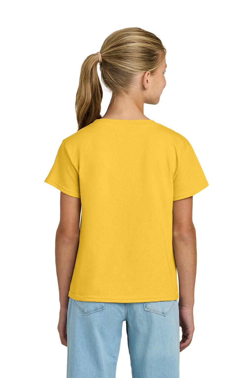 Gildan 3000B Youth Short Sleeve Crewneck T-Shirt Daisy Yellow Model Back