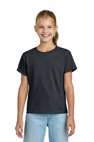 Gildan 3000B Youth Short Sleeve Crewneck T-Shirt Dark Heather Model Front