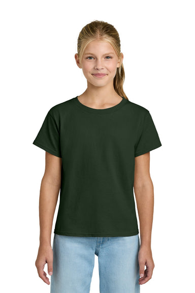 Gildan 3000B Youth Short Sleeve Crewneck T-Shirt Forest Green Model Front