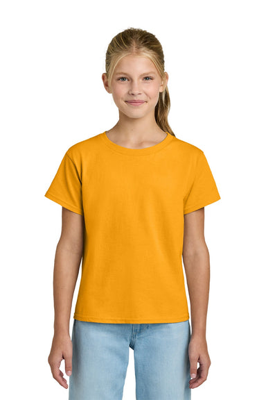 Gildan 3000B Youth Short Sleeve Crewneck T-Shirt Gold Model Front