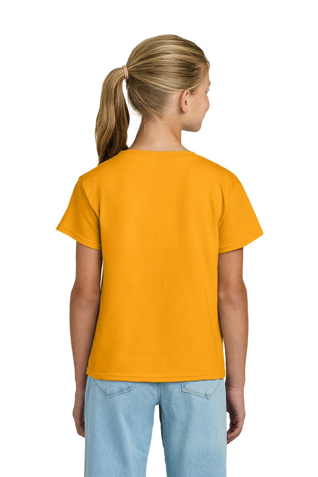 Gildan 3000B Youth Short Sleeve Crewneck T-Shirt Gold Model Back
