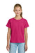 Gildan 3000B Youth Short Sleeve Crewneck T-Shirt Heliconia Pink Model Front
