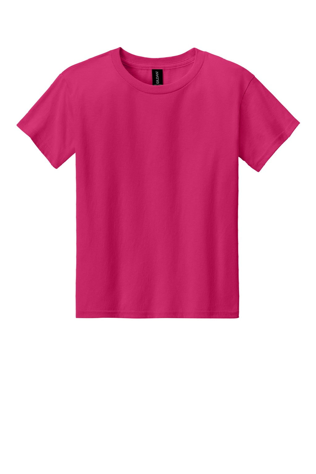 Gildan 3000B Youth Short Sleeve Crewneck T-Shirt Heliconia Pink Flat Front