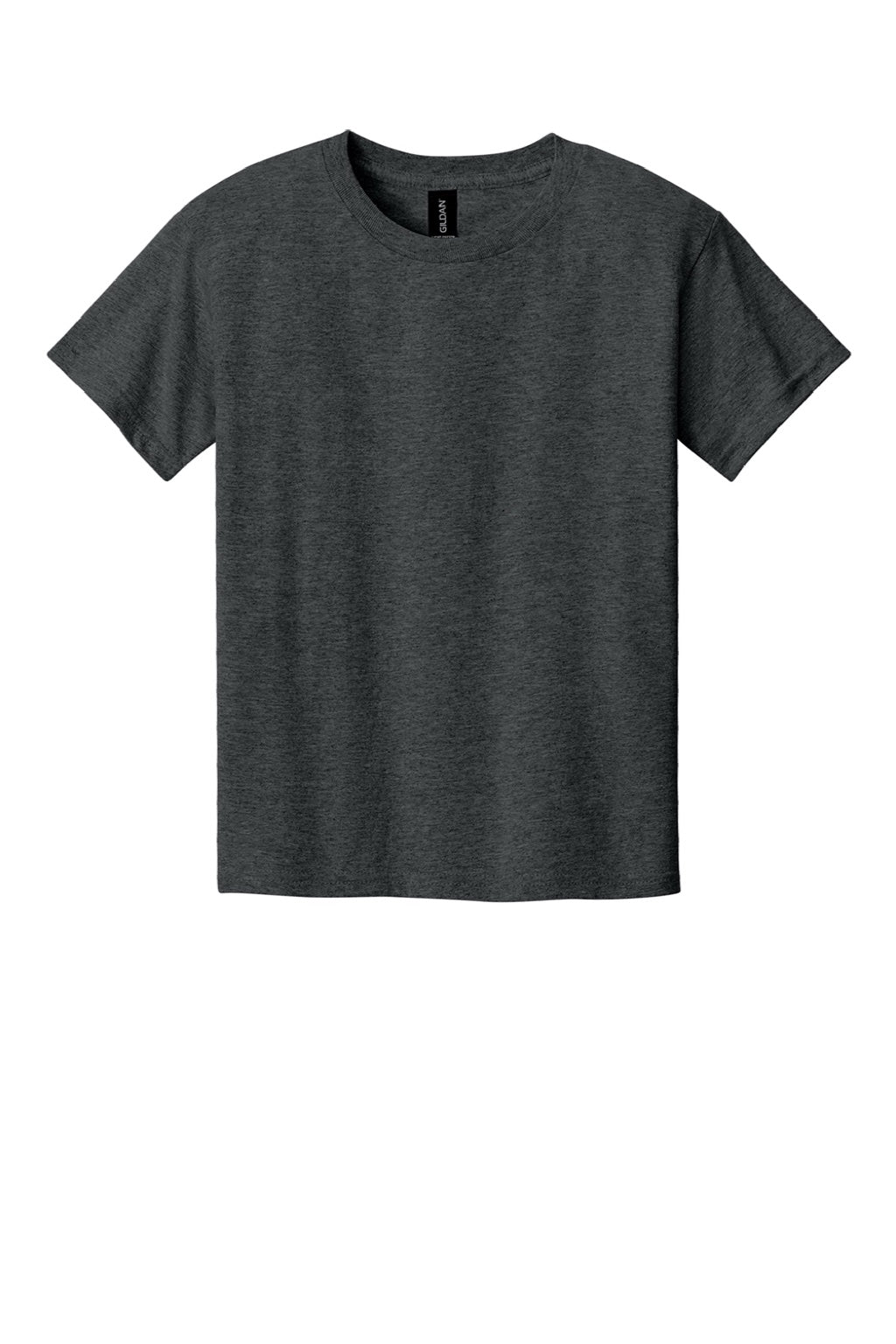 Gildan 3000B Youth Short Sleeve Crewneck T-Shirt Heather Dark Grey Flat Front