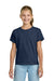 Gildan 3000B Youth Short Sleeve Crewneck T-Shirt Heather Navy Blue Model Front