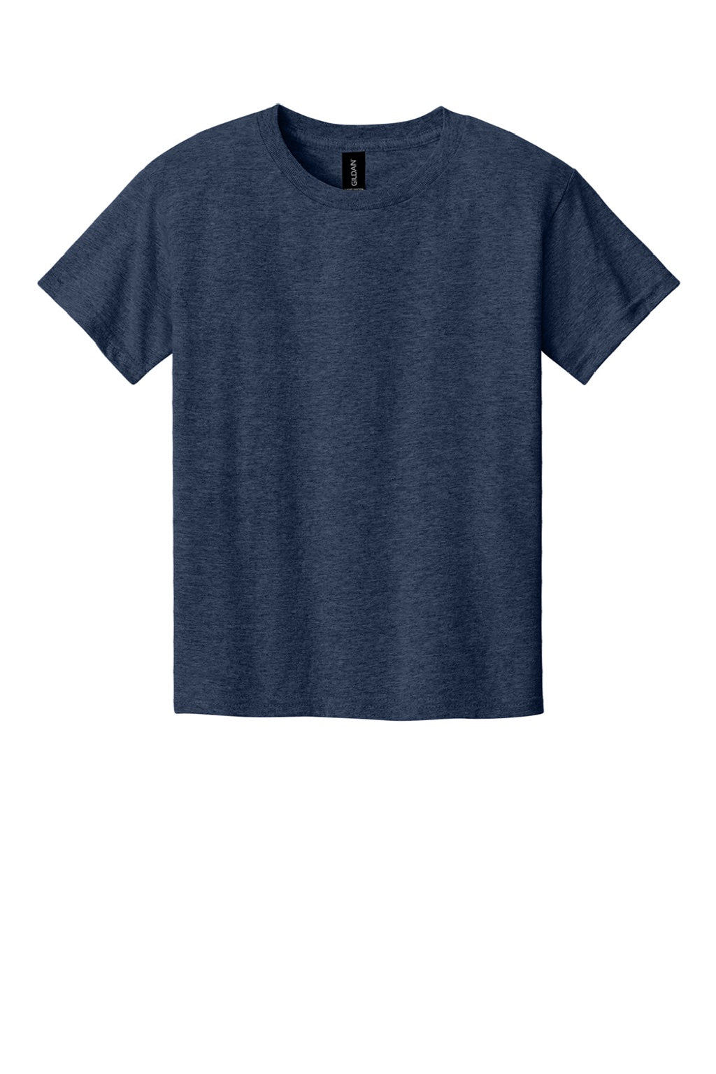 Gildan 3000B Youth Short Sleeve Crewneck T-Shirt Heather Navy Blue Flat Front