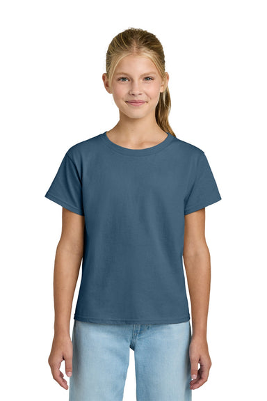Gildan 3000B Youth Short Sleeve Crewneck T-Shirt Indigo Blue Model Front