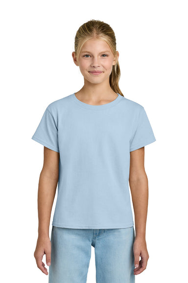 Gildan 3000B Youth Short Sleeve Crewneck T-Shirt Light Blue Model Front