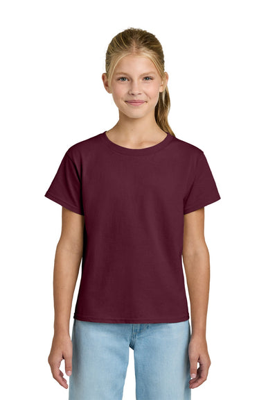 Gildan 3000B Youth Short Sleeve Crewneck T-Shirt Maroon Model Front