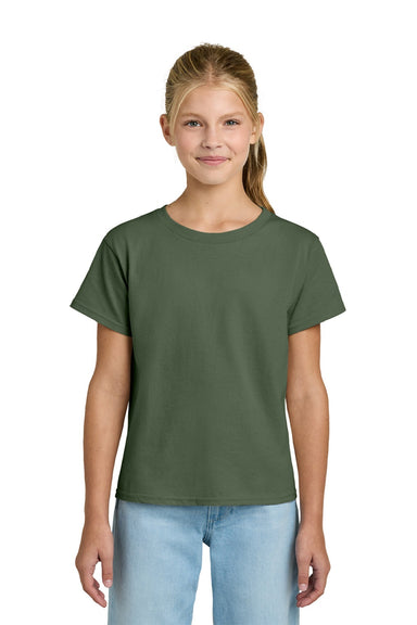 Gildan 3000B Youth Short Sleeve Crewneck T-Shirt Military Green Model Front