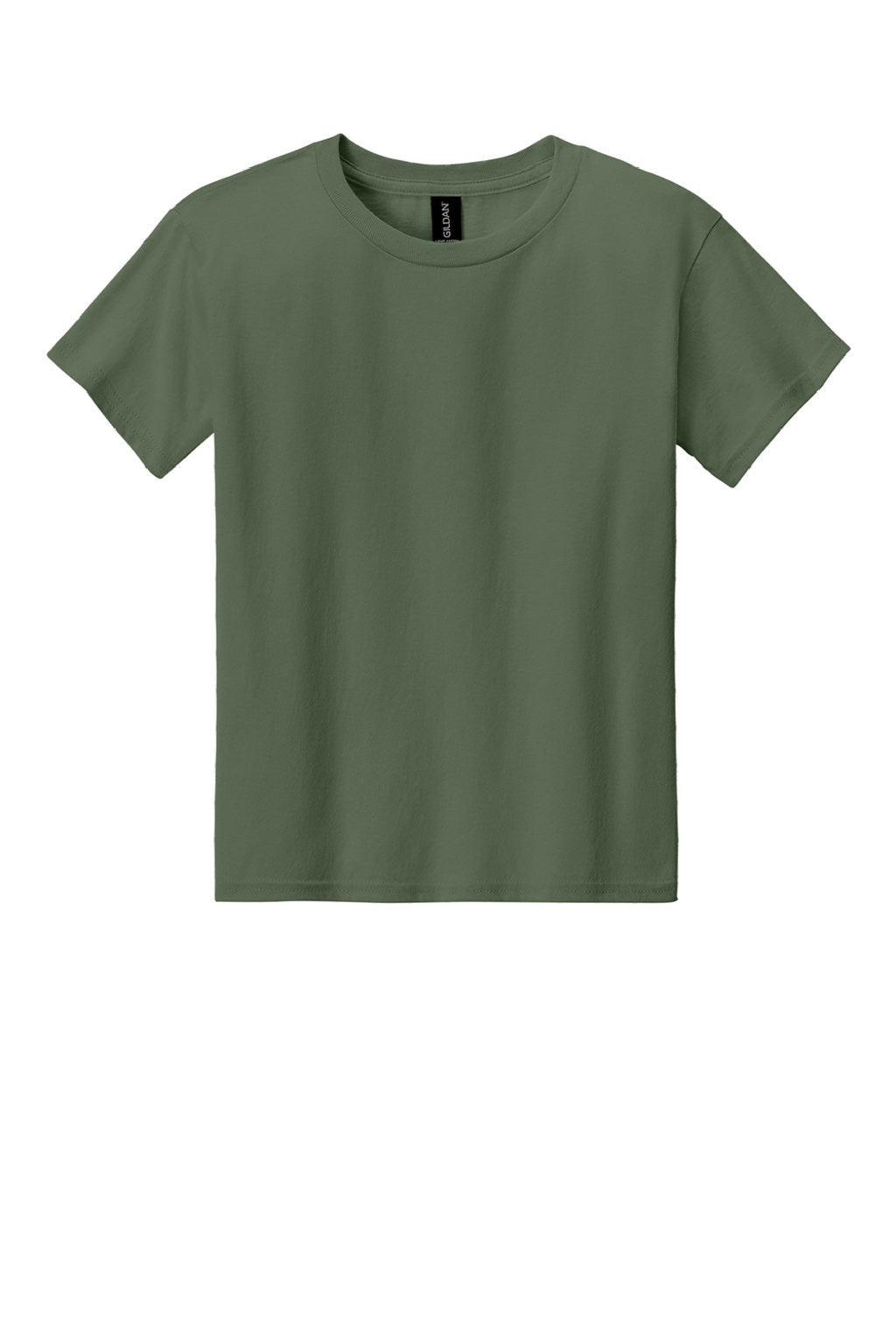 Gildan 3000B Youth Short Sleeve Crewneck T-Shirt Military Green Flat Front