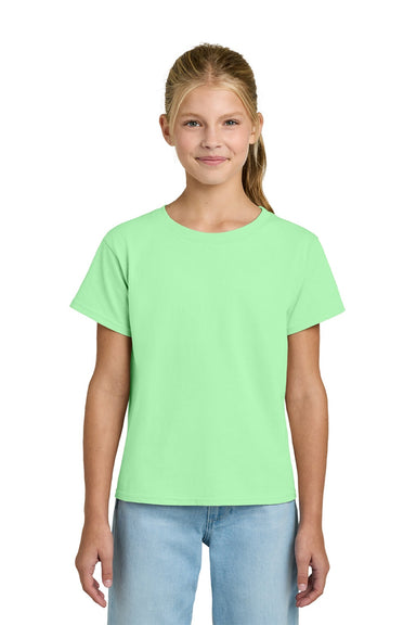 Gildan 3000B Youth Short Sleeve Crewneck T-Shirt Mint Green Model Front