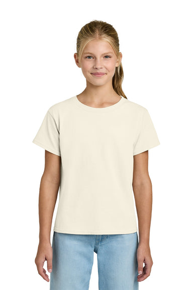 Gildan 3000B Youth Short Sleeve Crewneck T-Shirt Natural Model Front