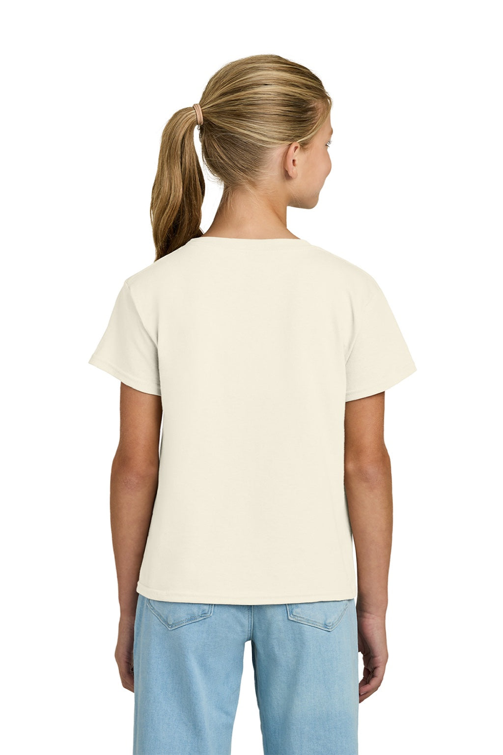 Gildan 3000B Youth Short Sleeve Crewneck T-Shirt Natural Model Back