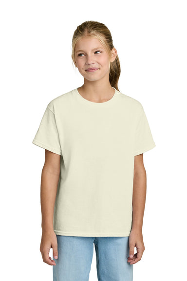 Gildan 3000B Youth Short Sleeve Crewneck T-Shirt Off White Model Front