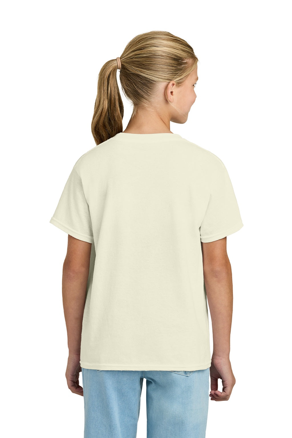 Gildan 3000B Youth Short Sleeve Crewneck T-Shirt Off White Model Back