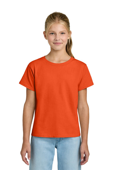 Gildan 3000B Youth Short Sleeve Crewneck T-Shirt Orange Model Front
