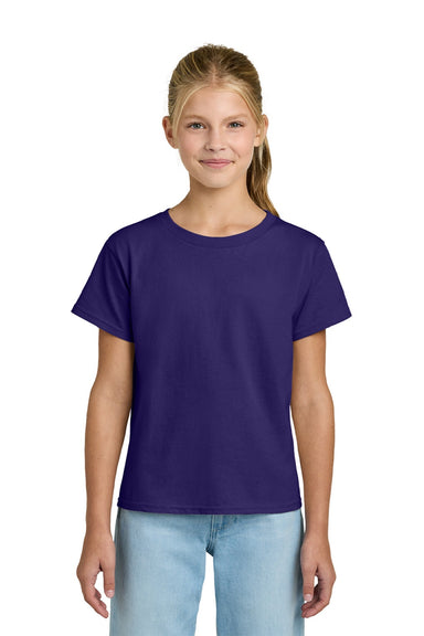Gildan 3000B Youth Short Sleeve Crewneck T-Shirt Purple Model Front