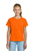 Gildan 3000B Youth Short Sleeve Crewneck T-Shirt Safety Orange Model Front