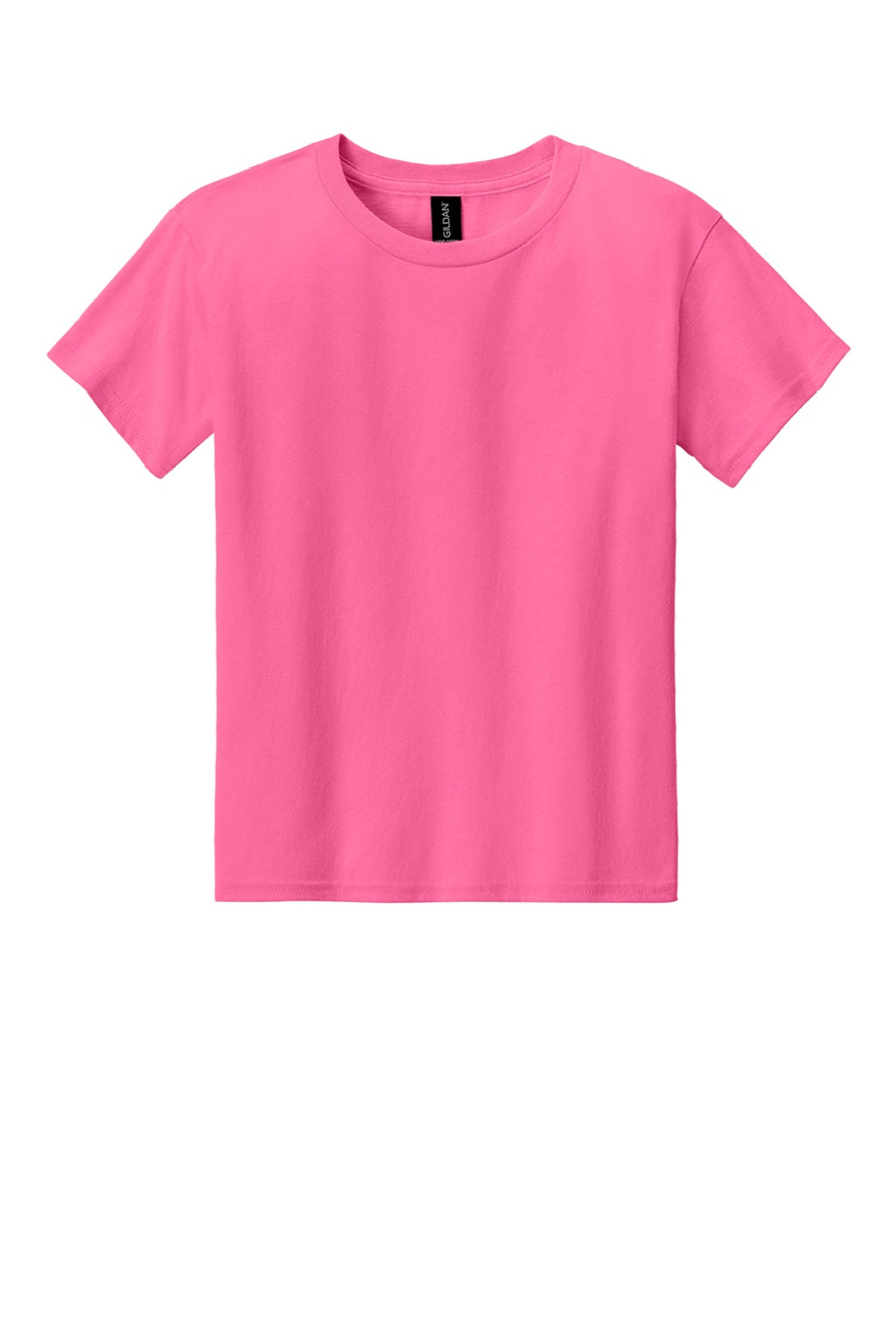 Gildan 3000B Youth Short Sleeve Crewneck T-Shirt Safety Pink Flat Front
