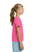 Gildan 3000B Youth Short Sleeve Crewneck T-Shirt Safety Pink Model Side