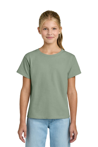Gildan 3000B Youth Short Sleeve Crewneck T-Shirt Sage Green Model Front